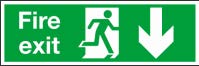 Photo depicts a fire exit sign.